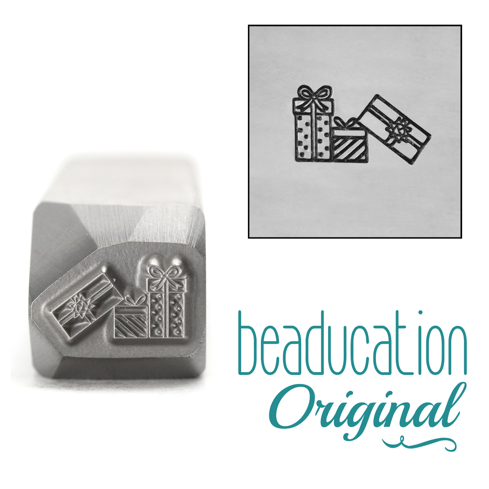 Metal Stamping Tools Pile of Gifts Metal Design Stamp, 9.5mm - Beaducation Original